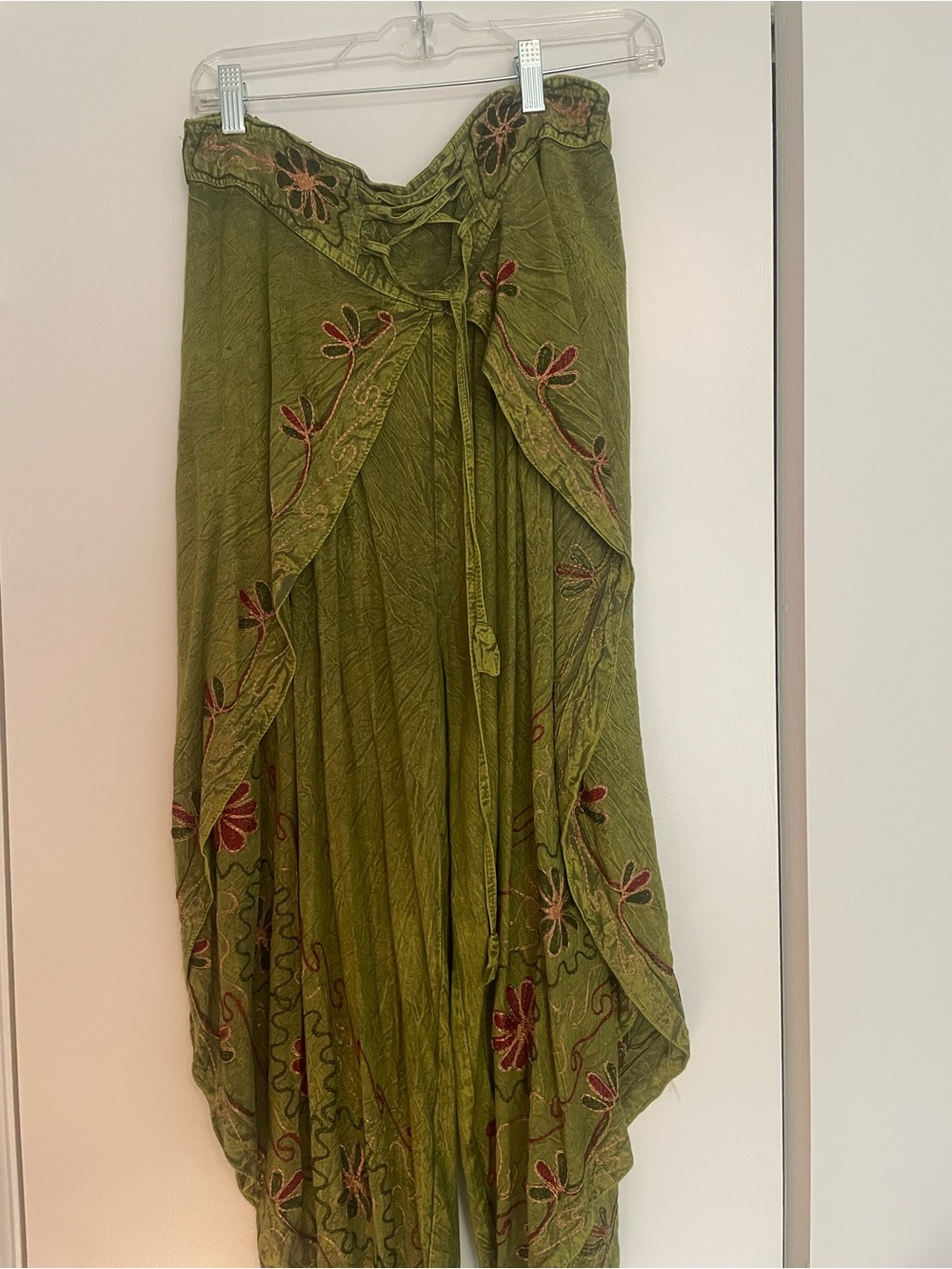 Olive Green Embroidered Boho pants